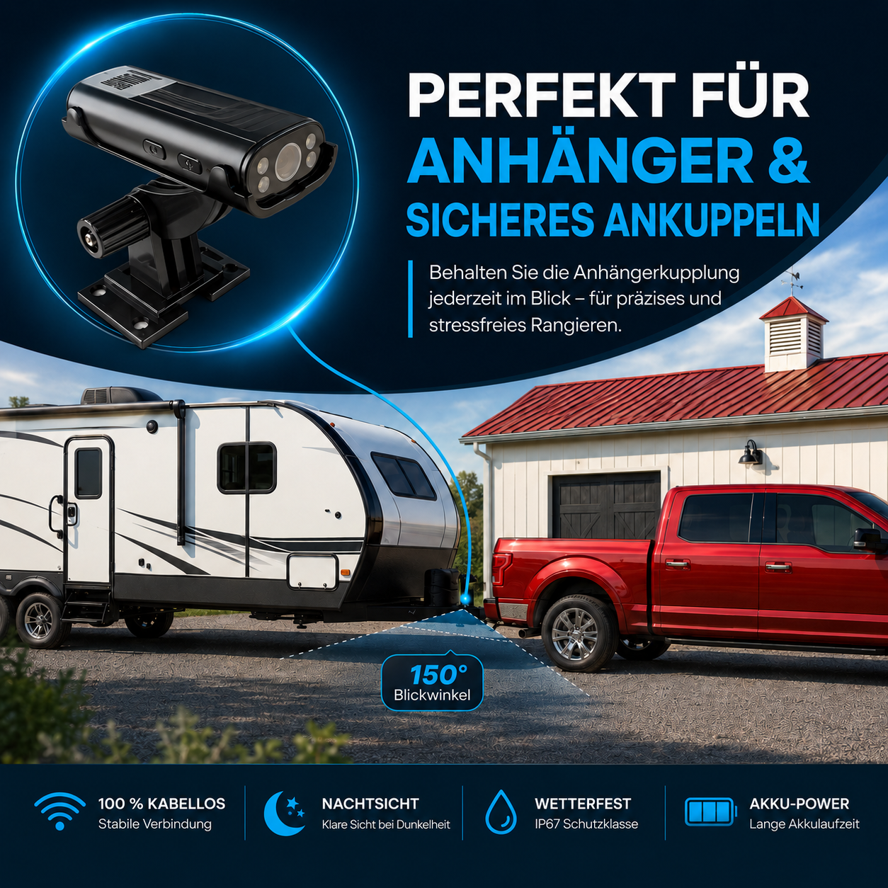 CamperSicht™– Kabellose Rückfahrkamera für Wohnwagen & Camper